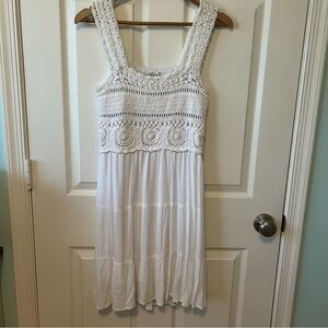 Jessica Simpson Off White crochet sleeveless dress women’s size small